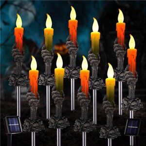 Halloween Solar Pathway Lights, Set of 10 Multicolor LED Landscape